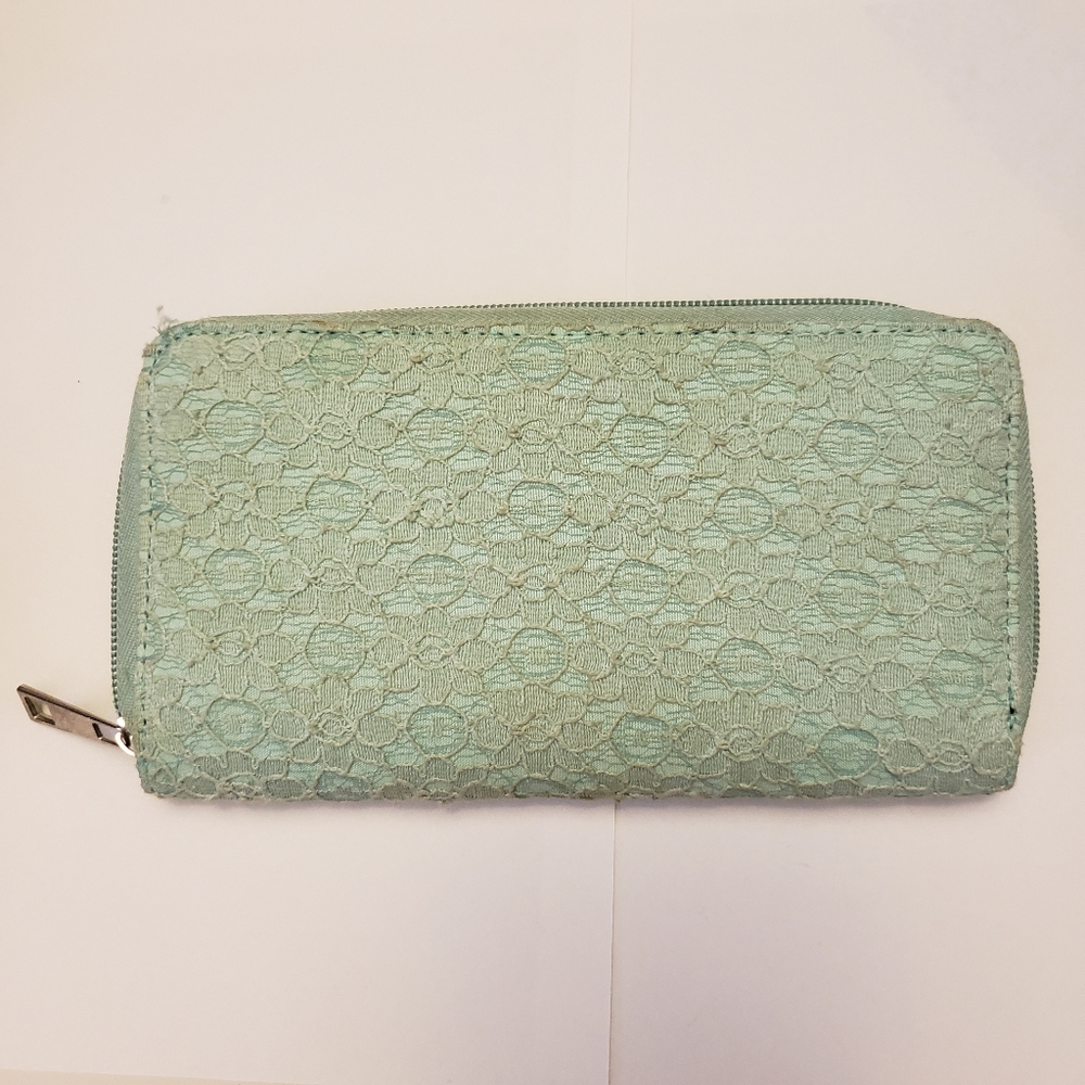 Blue-Green Zip-Up Wallet
